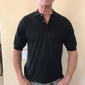 Vintage Polo Shirt Black Cotton Italy